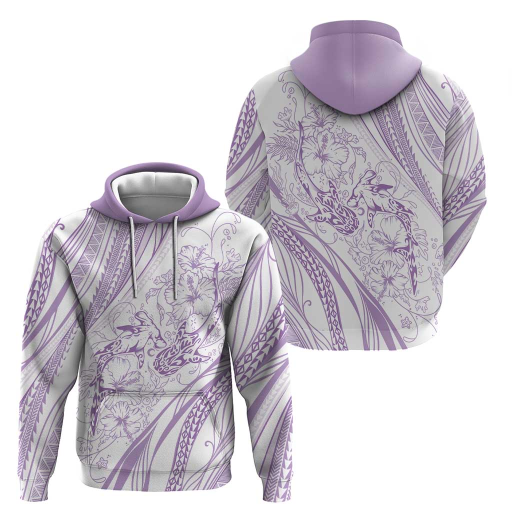 Sharks Couple Dreamy Polynesians Floral Sea Hoodie Lilac - Polynesian Pride