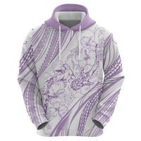 Sharks Couple Dreamy Polynesians Floral Sea Hoodie Lilac - Polynesian Pride