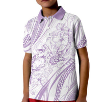 Sharks Couple Dreamy Polynesians Floral Sea Kid Polo Shirt Lilac - Polynesian Pride