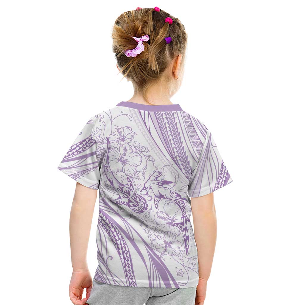 Sharks Couple Dreamy Polynesians Floral Sea Kid T Shirt Lilac - Polynesian Pride