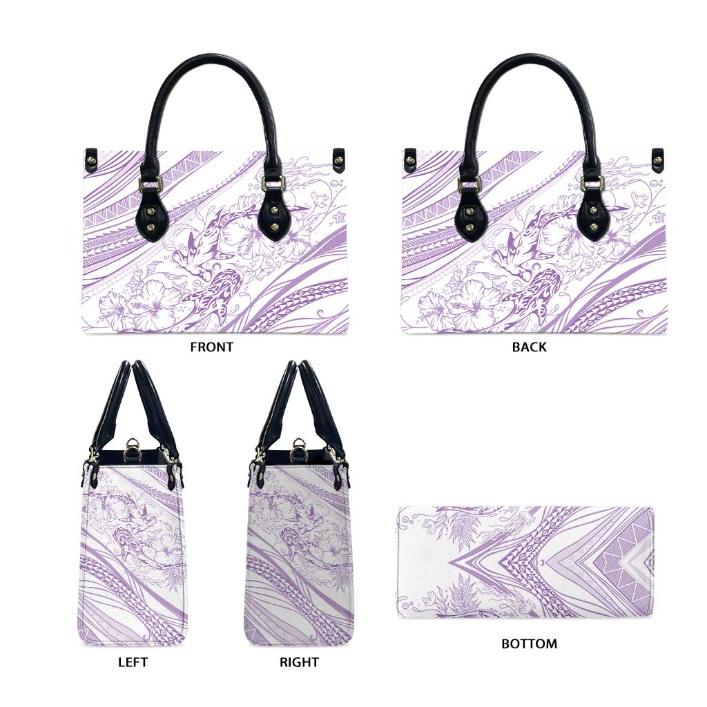 Sharks Couple Dreamy Polynesians Floral Sea Leather Bag Lilac - Polynesian Pride