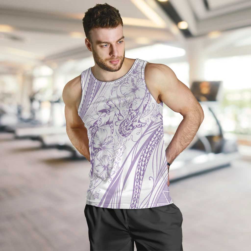Sharks Couple Dreamy Polynesians Floral Sea Men Tank Top Lilac - Polynesian Pride