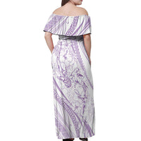 Sharks Couple Dreamy Polynesians Floral Sea Off Shoulder Maxi Dress Lilac - Polynesian Pride