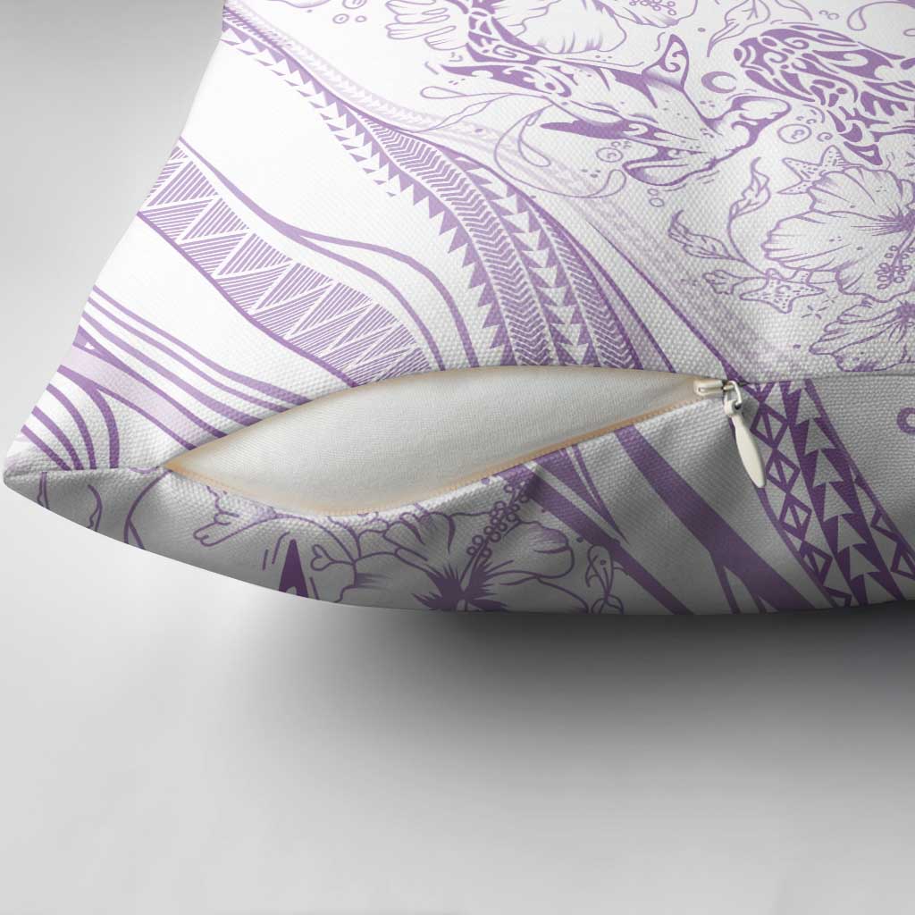 Sharks Couple Dreamy Polynesians Floral Sea Pillow Cover Lilac - Polynesian Pride