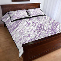 Sharks Couple Dreamy Polynesians Floral Sea Quilt Bed Set Lilac - Polynesian Pride