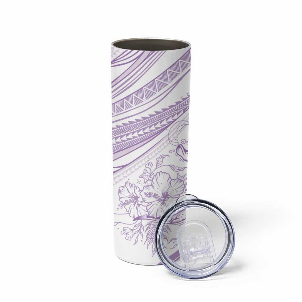 Sharks Couple Dreamy Polynesians Floral Sea Skinny Tumbler Lilac - Polynesian Pride