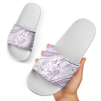 Sharks Couple Dreamy Polynesians Floral Sea Slide Sandals Lilac - Polynesian Pride