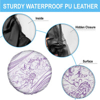 Sharks Couple Dreamy Polynesians Floral Sea Spare Tire Cover Lilac - Polynesian Pride