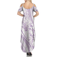 Sharks Couple Dreamy Polynesians Floral Sea Summer Maxi Dress Lilac - Polynesian Pride