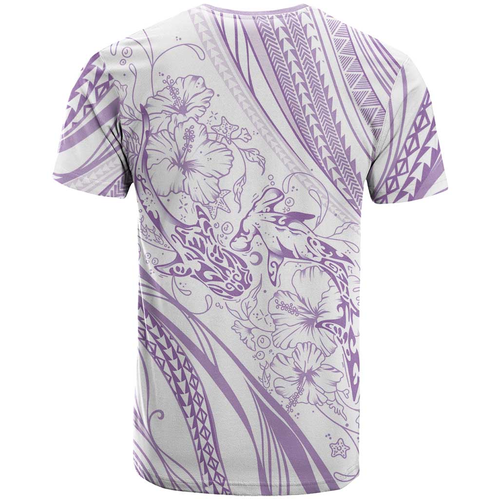 Sharks Couple Dreamy Polynesians Floral Sea T Shirt Lilac LT7 - Polynesian Pride