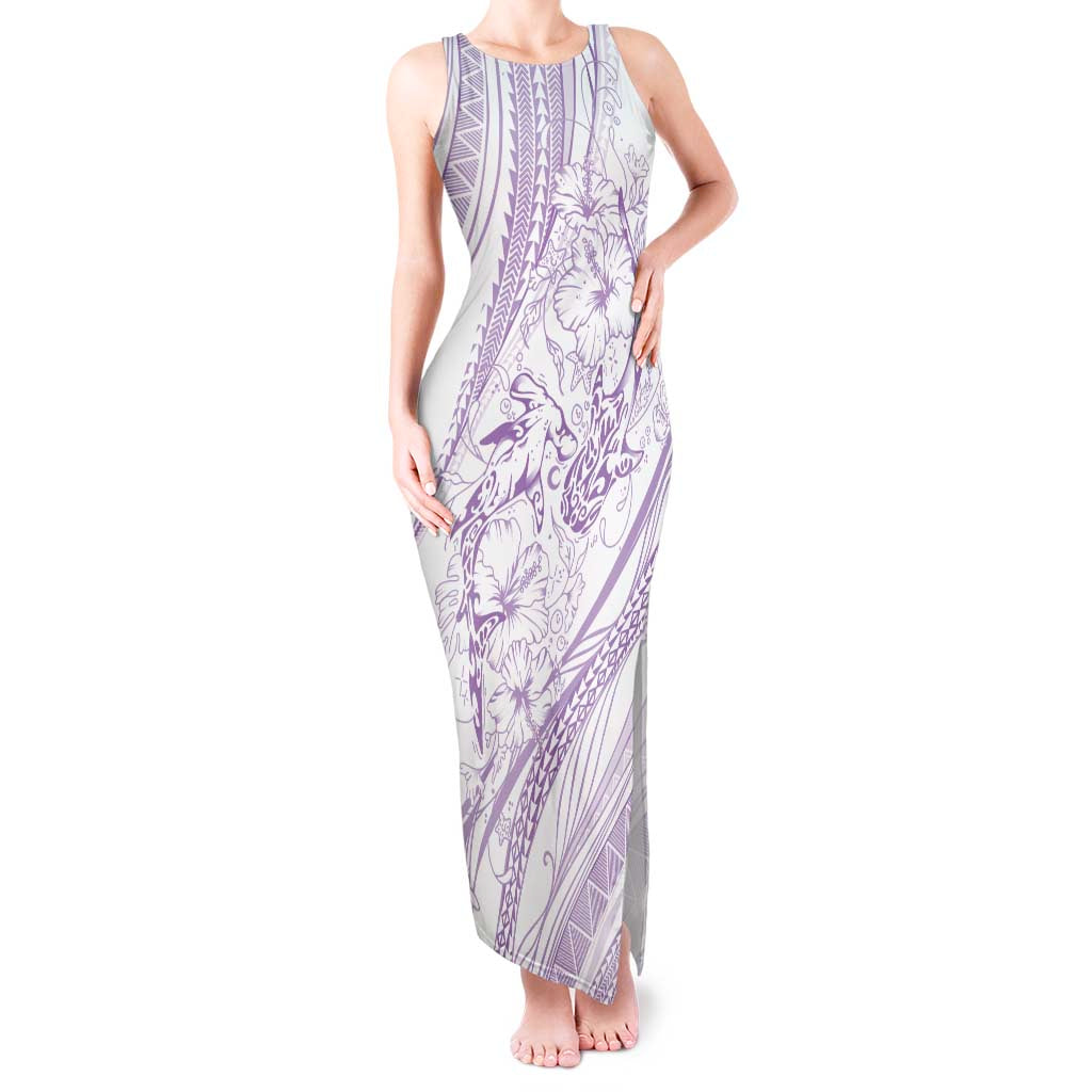 Sharks Couple Dreamy Polynesians Floral Sea Tank Maxi Dress Lilac - Polynesian Pride