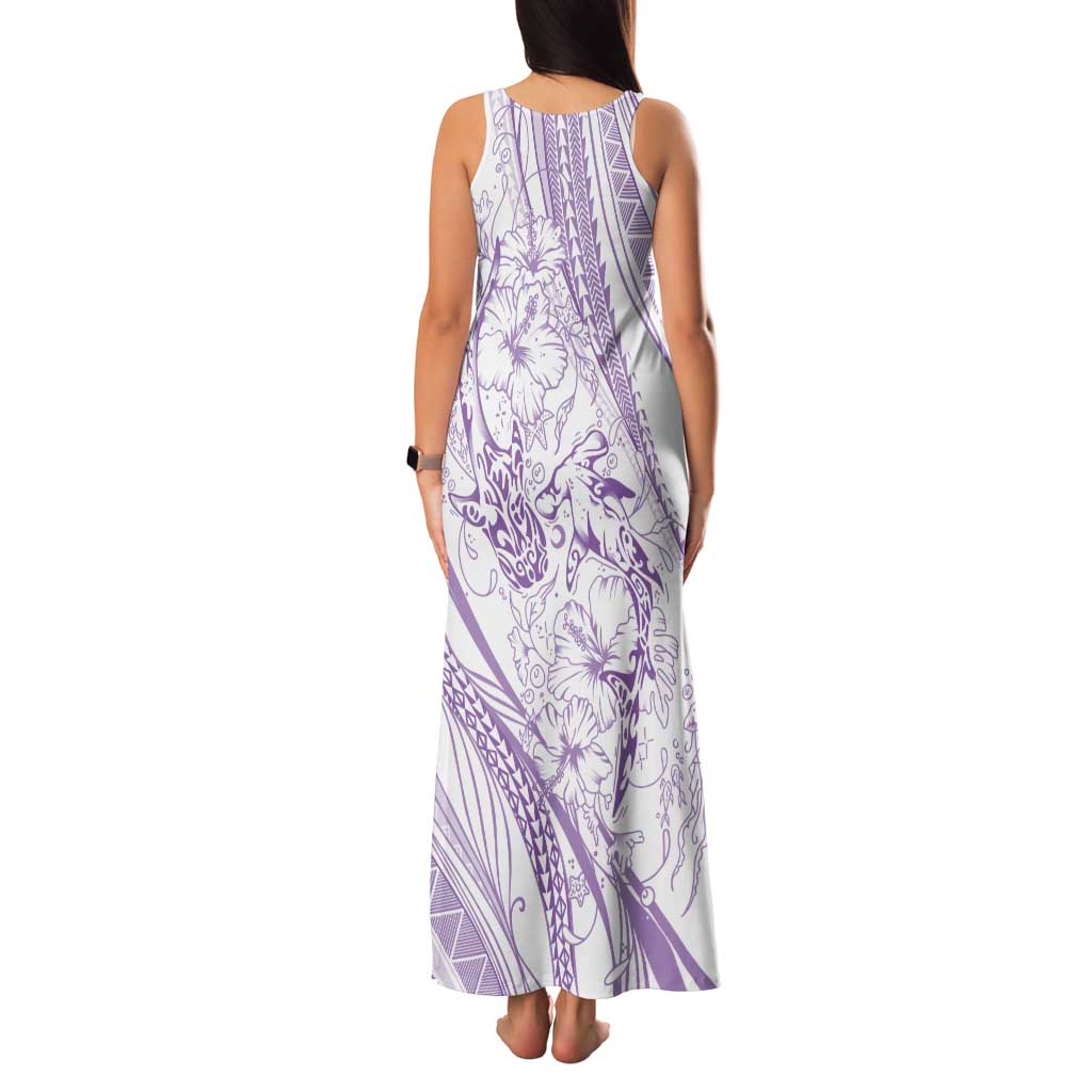 Sharks Couple Dreamy Polynesians Floral Sea Tank Maxi Dress Lilac - Polynesian Pride
