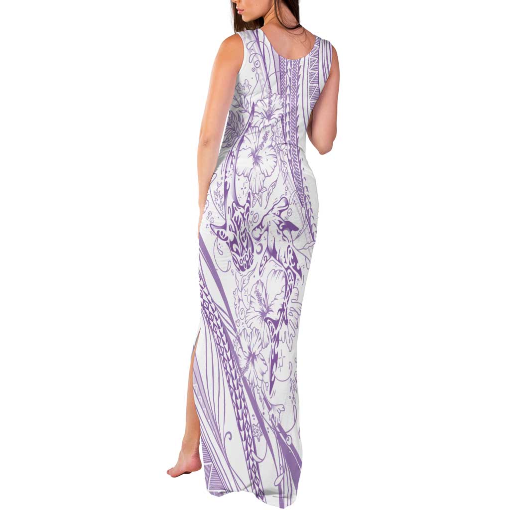 Sharks Couple Dreamy Polynesians Floral Sea Tank Maxi Dress Lilac - Polynesian Pride