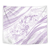 Sharks Couple Dreamy Polynesians Floral Sea Tapestry Lilac - Polynesian Pride