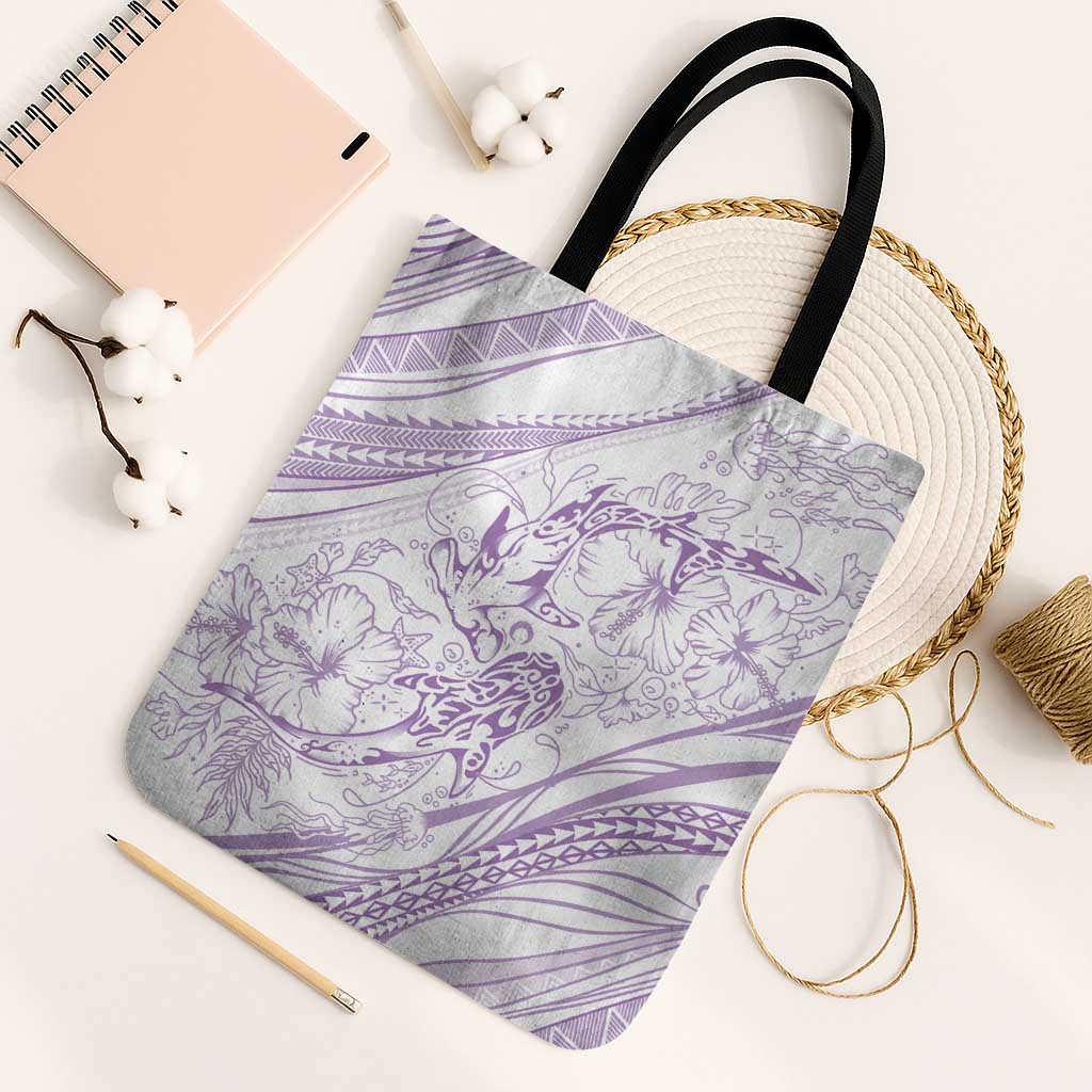 Sharks Couple Dreamy Polynesians Floral Sea Tote Bag Lilac - Polynesian Pride