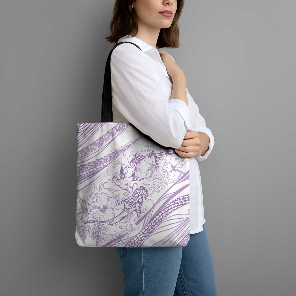 Sharks Couple Dreamy Polynesians Floral Sea Tote Bag Lilac - Polynesian Pride