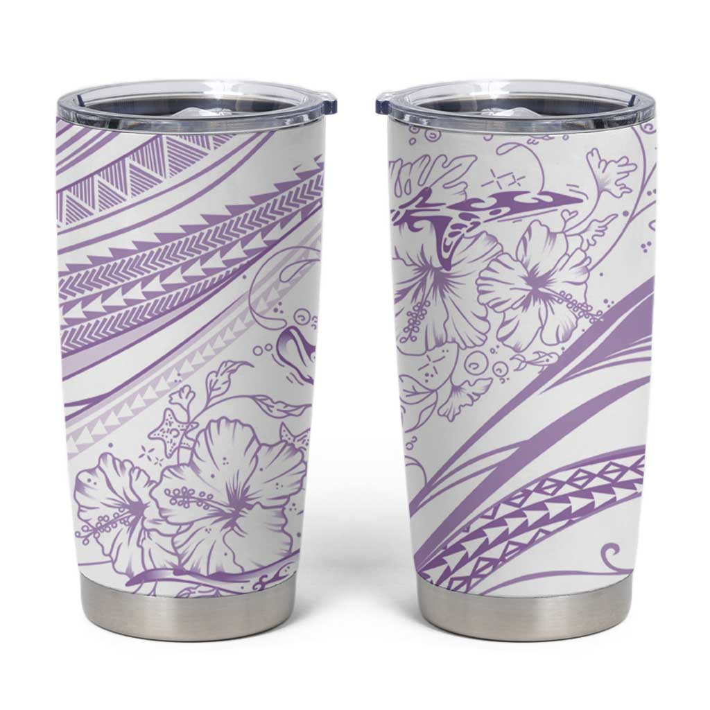 Sharks Couple Dreamy Polynesians Floral Sea Tumbler Cup Lilac - Polynesian Pride