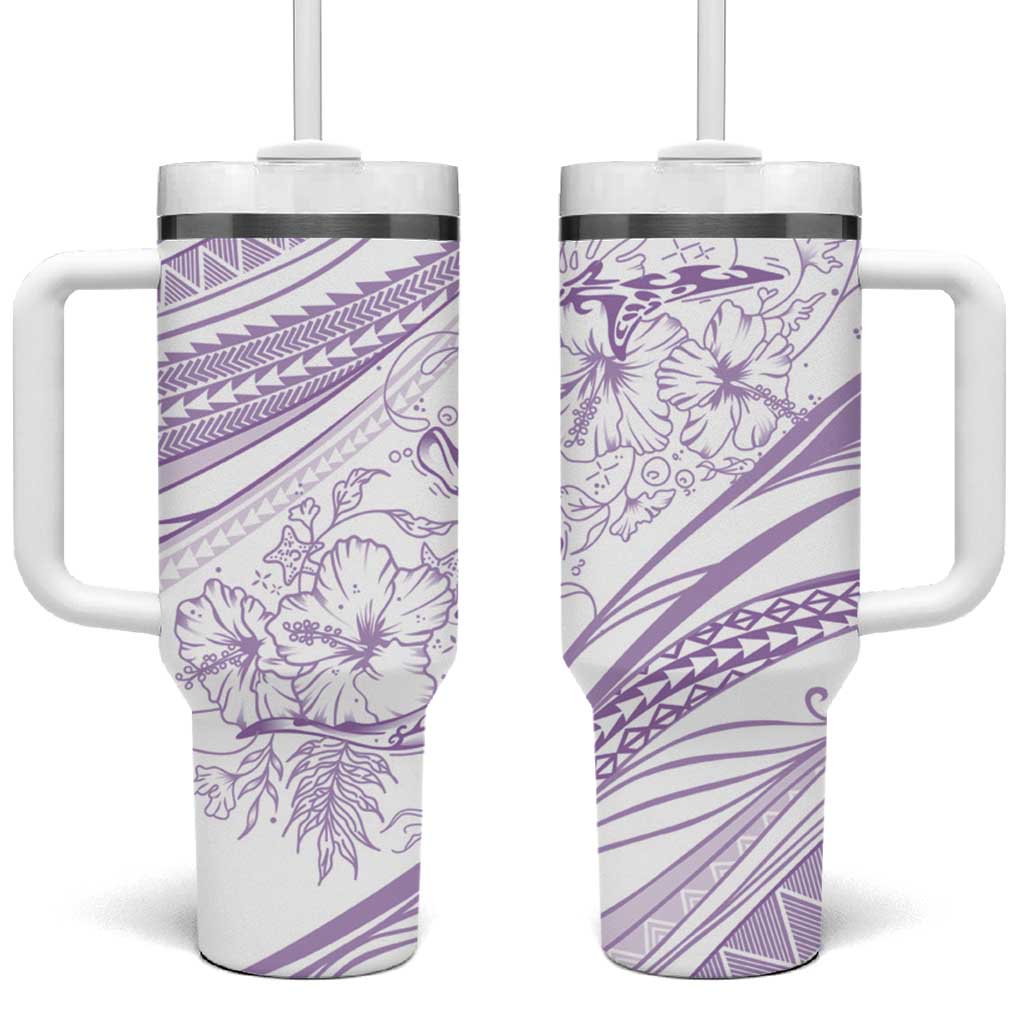 Sharks Couple Dreamy Polynesians Floral Sea Tumbler With Handle Lilac - Polynesian Pride