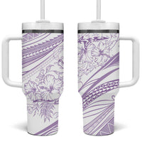 Sharks Couple Dreamy Polynesians Floral Sea Tumbler With Handle Lilac - Polynesian Pride