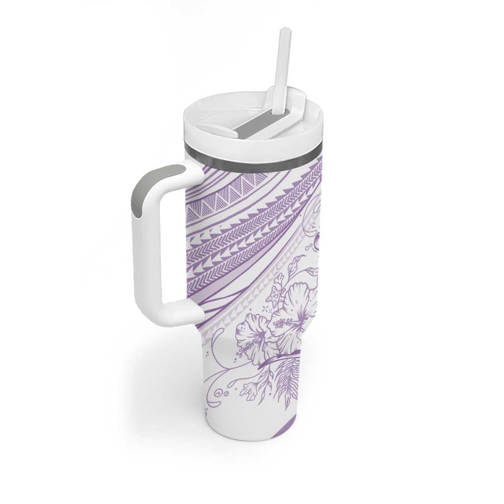 Sharks Couple Dreamy Polynesians Floral Sea Tumbler With Handle Lilac - Polynesian Pride