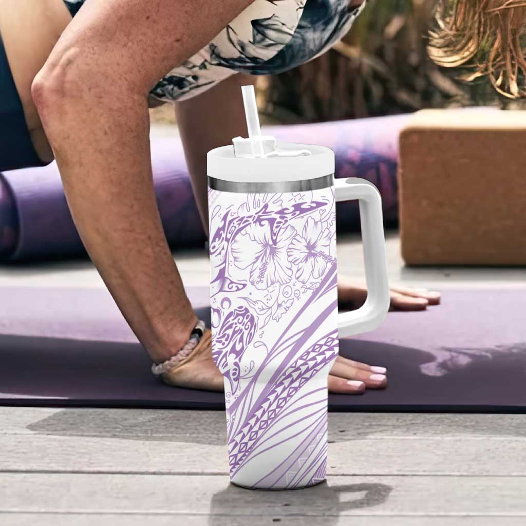 Sharks Couple Dreamy Polynesians Floral Sea Tumbler With Handle Lilac - Polynesian Pride