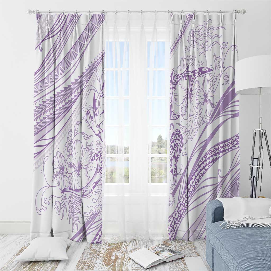 Sharks Couple Dreamy Polynesians Floral Sea Window Curtain Lilac - Polynesian Pride