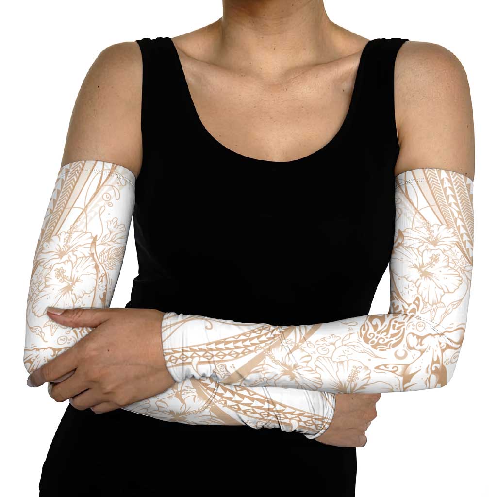Sharks Couple Dreamy Polynesians Floral Sea Arm Sleeves Hazel LT7 - Polynesian Pride