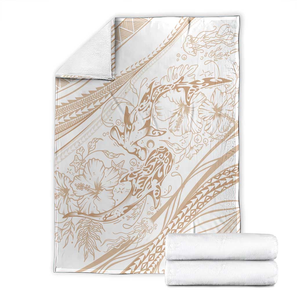 Sharks Couple Dreamy Polynesians Floral Sea Blanket Hazel - Polynesian Pride