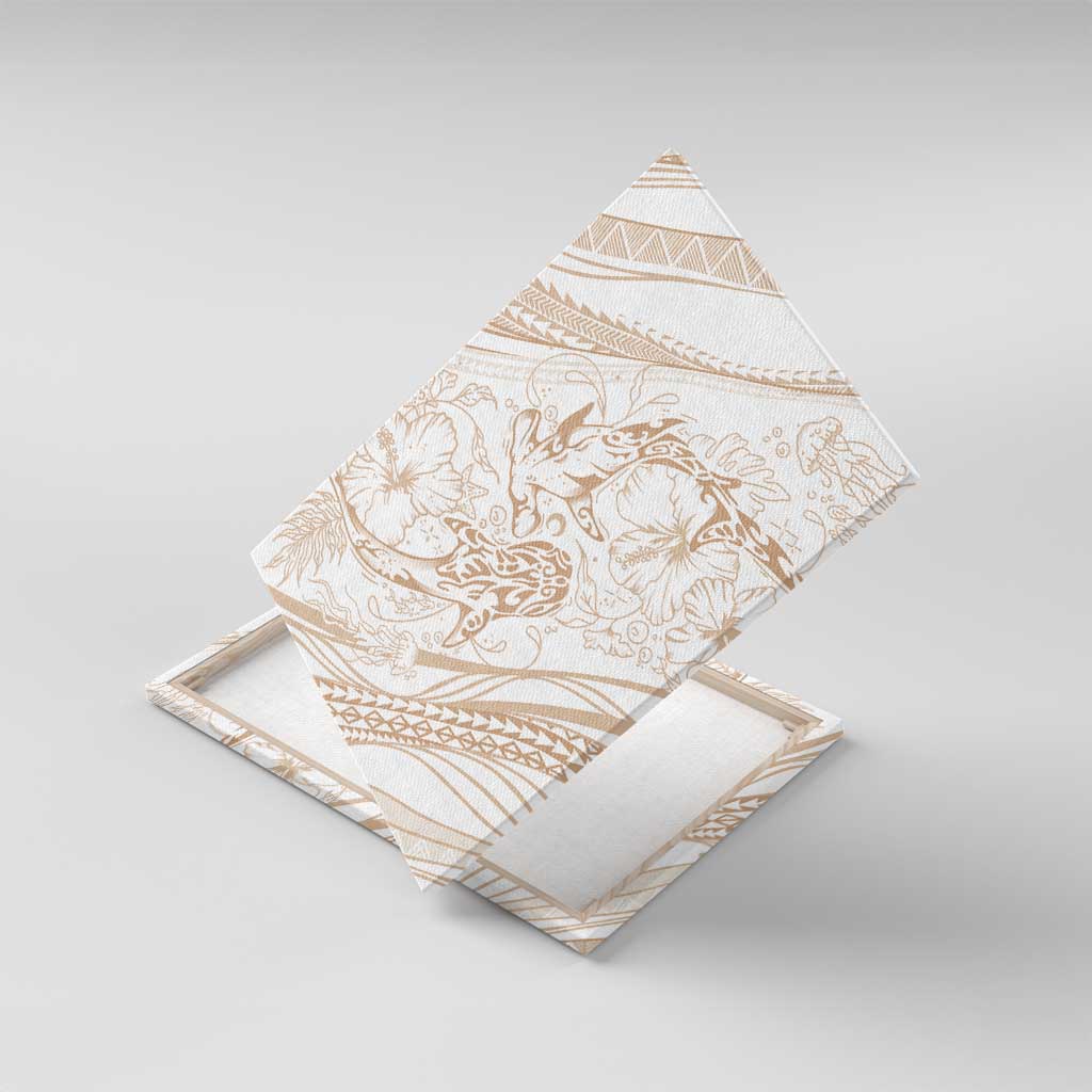 Sharks Couple Dreamy Polynesians Floral Sea Canvas Wall Art Hazel - Polynesian Pride