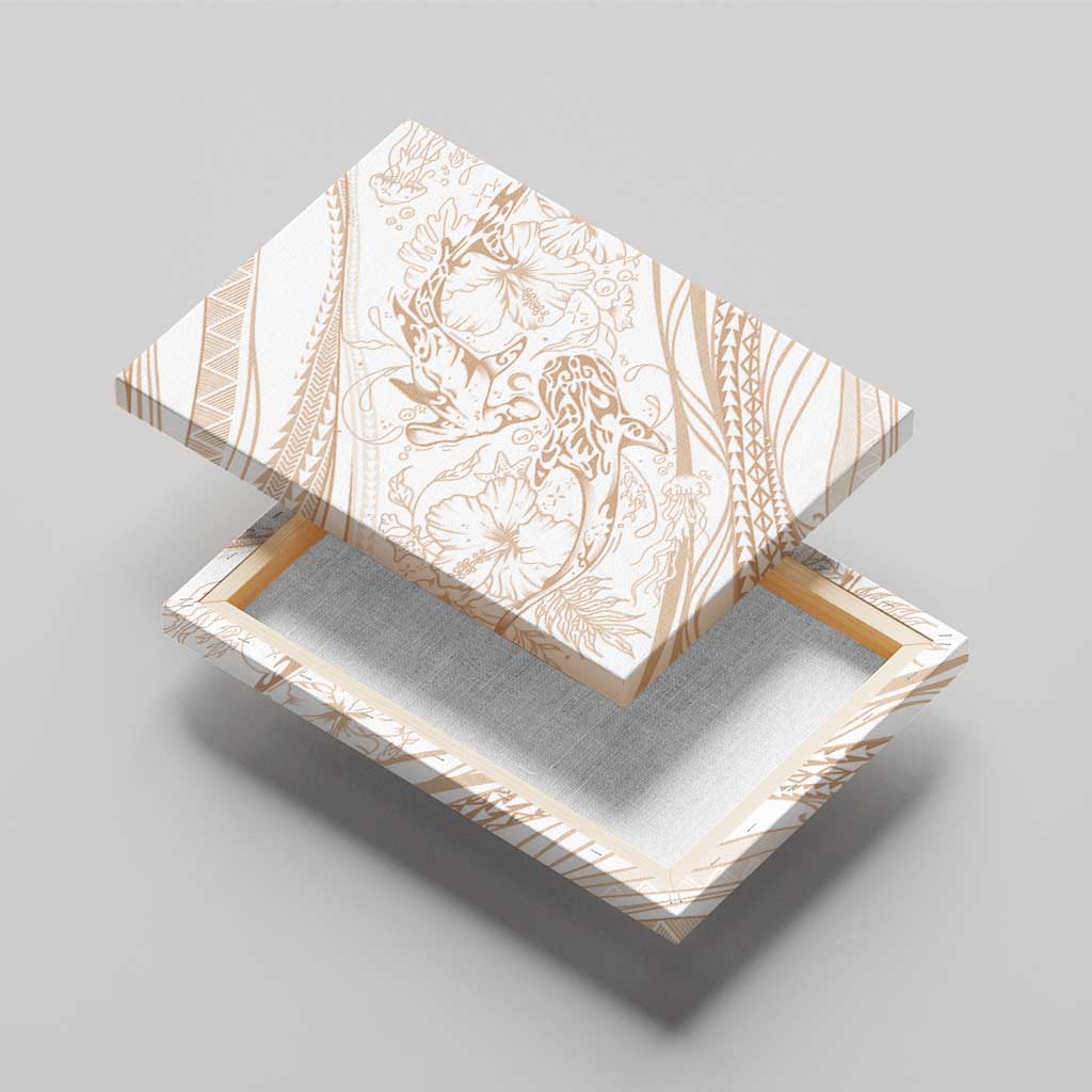 Sharks Couple Dreamy Polynesians Floral Sea Canvas Wall Art Hazel - Polynesian Pride