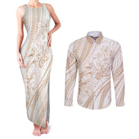 Sharks Couple Dreamy Polynesians Floral Sea Couples Matching Tank Maxi Dress and Long Sleeve Button Shirt Hazel - Polynesian Pride