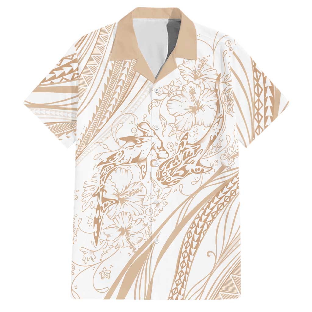 Sharks Couple Dreamy Polynesians Floral Sea Family Matching Puletasi and Hawaiian Shirt Hazel LT7 Dad's Shirt - Short Sleeve Hazel - Polynesian Pride