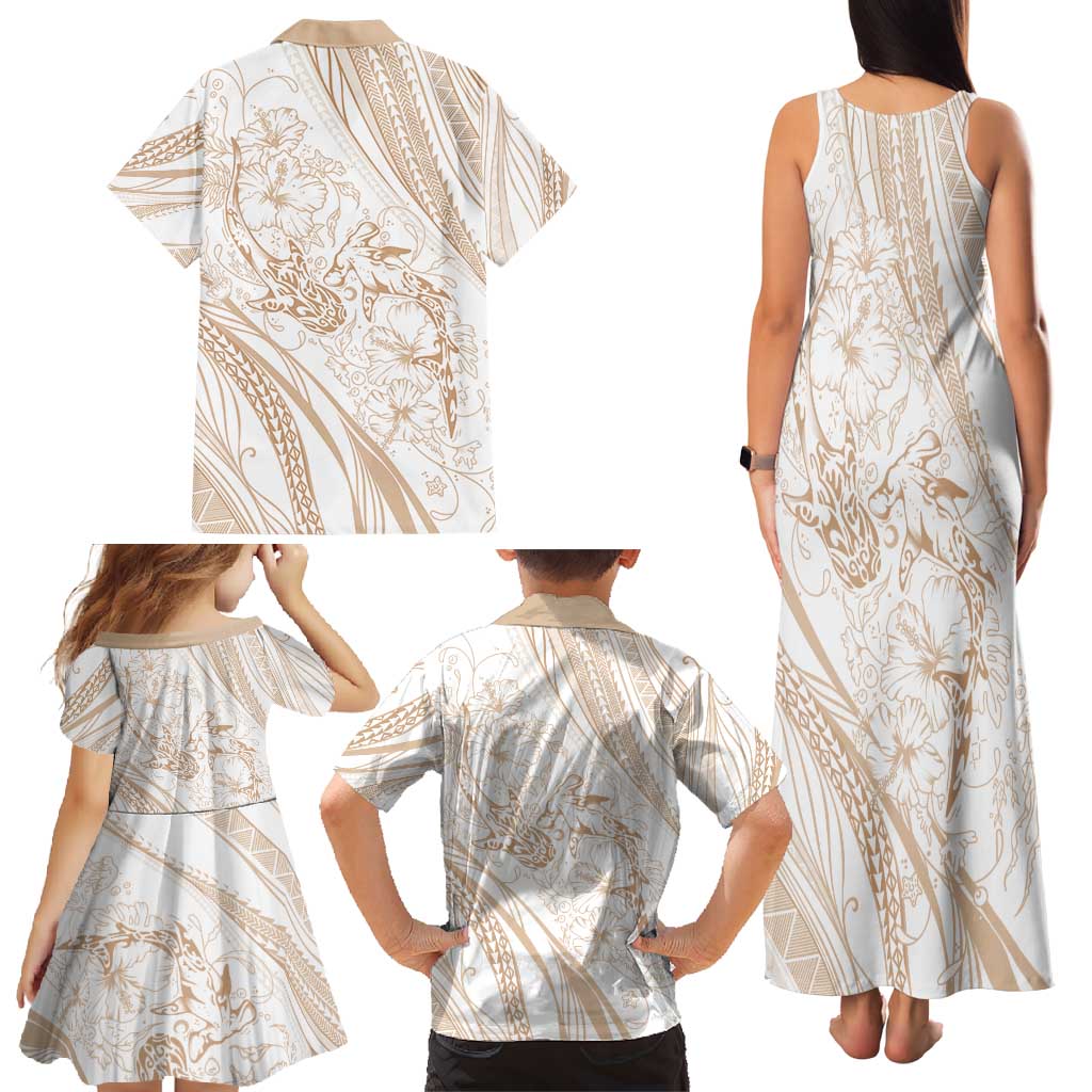 Sharks Couple Dreamy Polynesians Floral Sea Family Matching Tank Maxi Dress and Hawaiian Shirt Hazel - Polynesian Pride