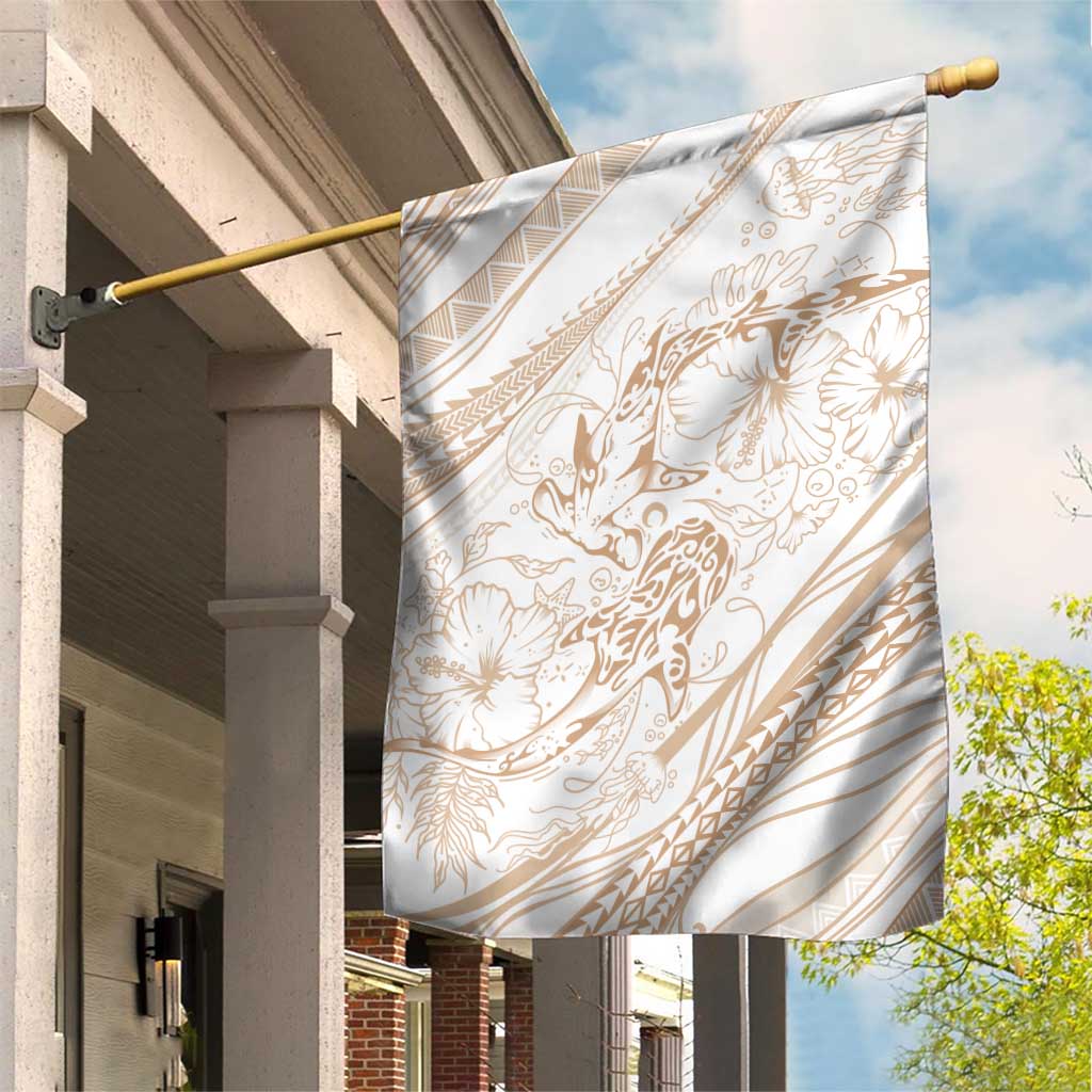 Sharks Couple Dreamy Polynesians Floral Sea Garden Flag Hazel - Polynesian Pride