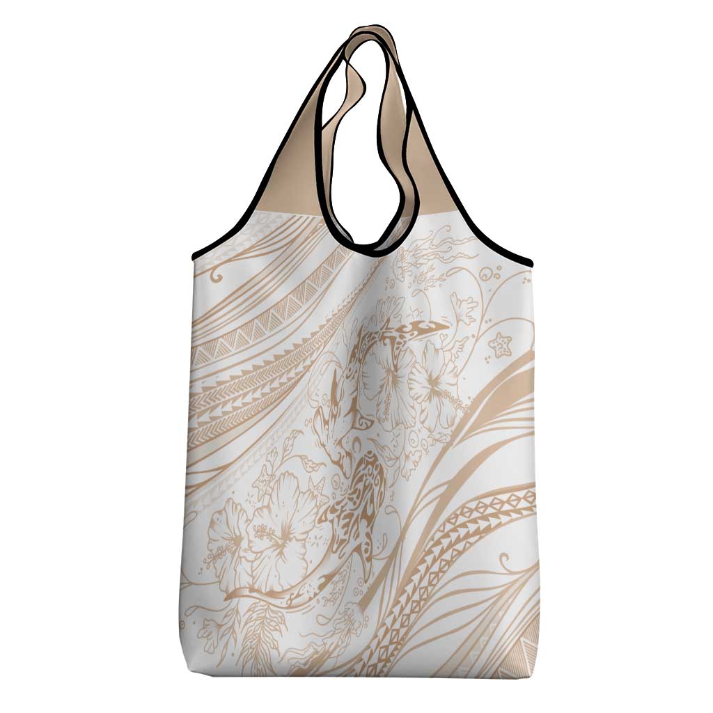 Sharks Couple Dreamy Polynesians Floral Sea Grocery Bag Hazel - Polynesian Pride