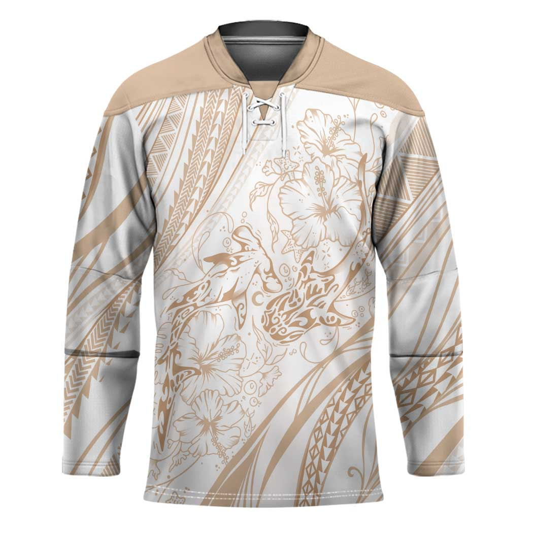 Sharks Couple Dreamy Polynesians Floral Sea Hockey Jersey Hazel - Polynesian Pride