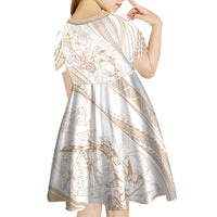 Sharks Couple Dreamy Polynesians Floral Sea Kid Short Sleeve Dress Hazel - Polynesian Pride