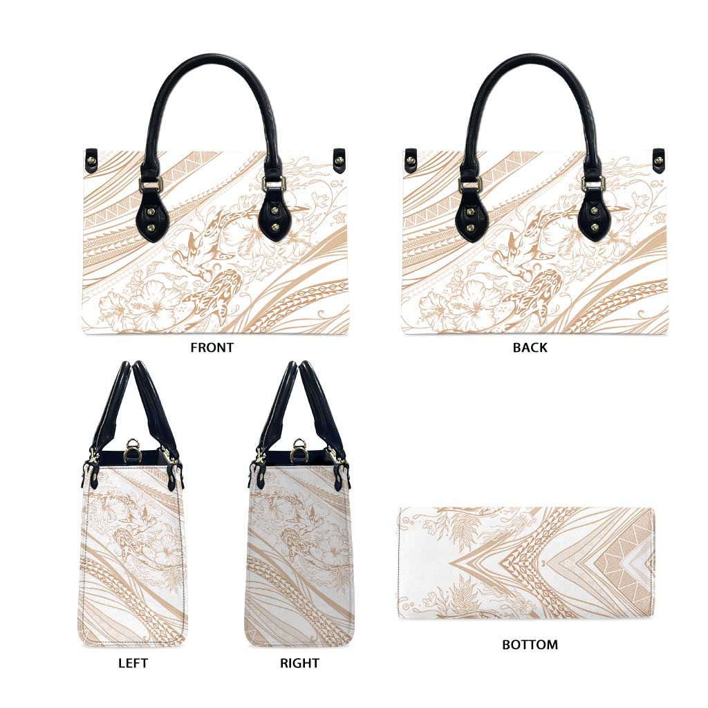 Sharks Couple Dreamy Polynesians Floral Sea Leather Bag Hazel - Polynesian Pride