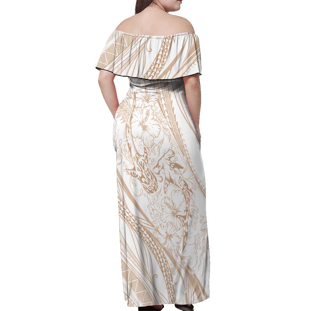 Sharks Couple Dreamy Polynesians Floral Sea Off Shoulder Maxi Dress Hazel - Polynesian Pride