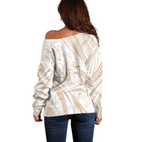 Sharks Couple Dreamy Polynesians Floral Sea Off Shoulder Sweater Hazel LT7 - Polynesian Pride