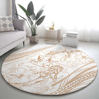 Sharks Couple Dreamy Polynesians Floral Sea Round Carpet Hazel - Polynesian Pride