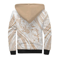 Sharks Couple Dreamy Polynesians Floral Sea Sherpa Hoodie Hazel - Polynesian Pride