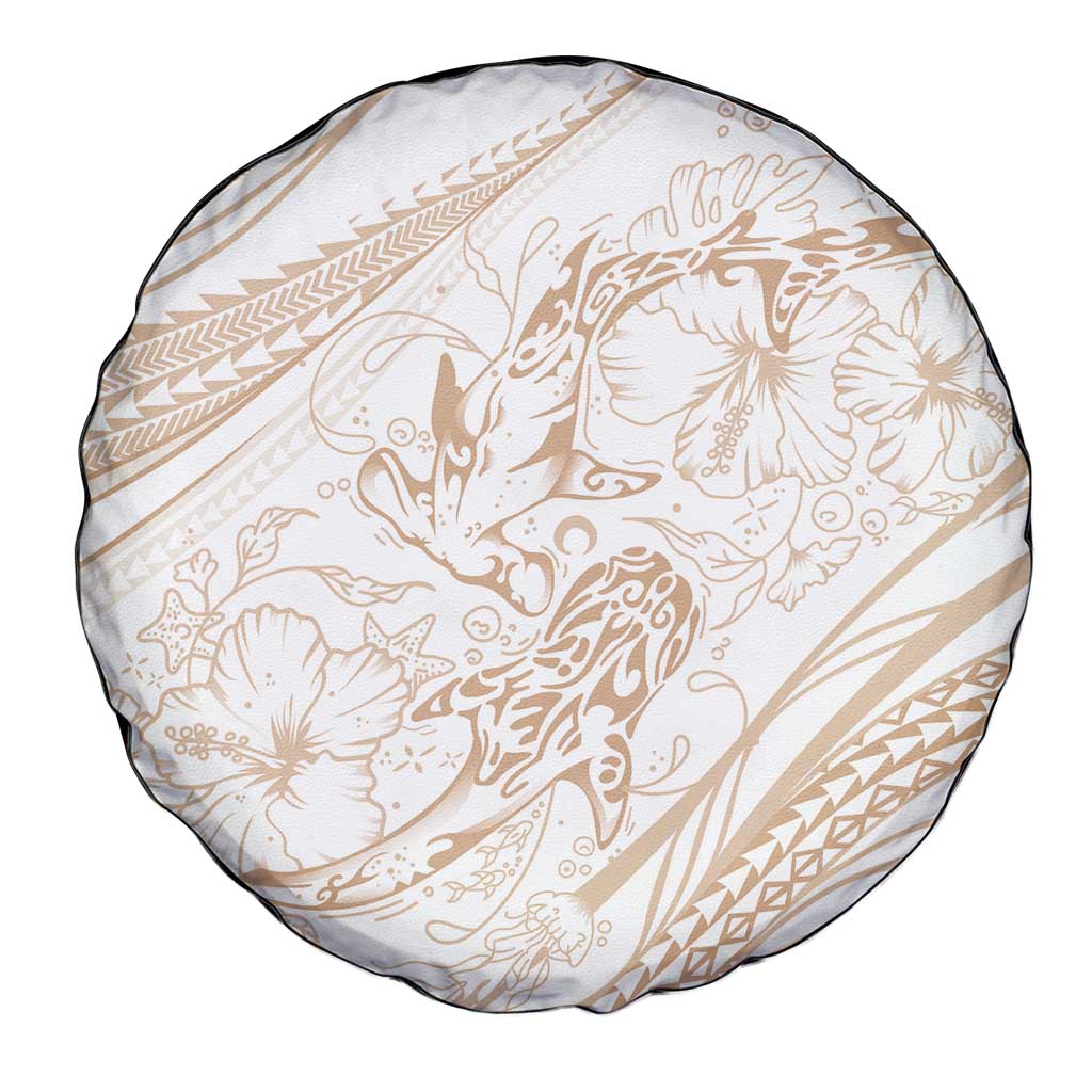 Sharks Couple Dreamy Polynesians Floral Sea Spare Tire Cover Hazel - Polynesian Pride