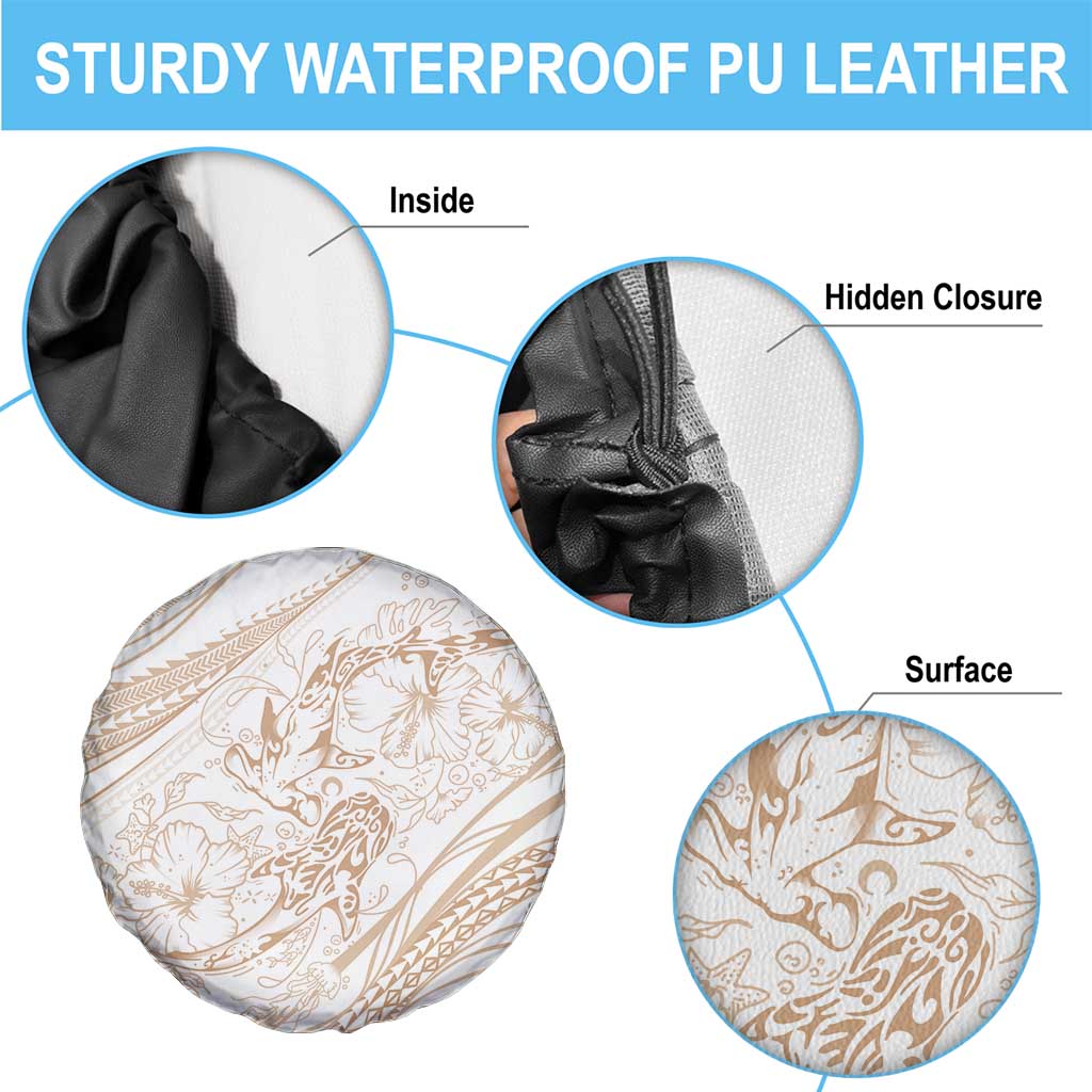 Sharks Couple Dreamy Polynesians Floral Sea Spare Tire Cover Hazel - Polynesian Pride