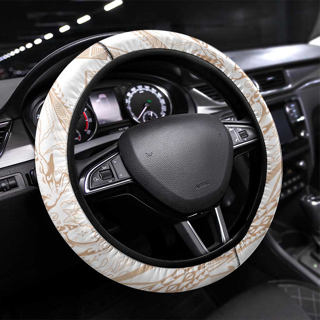 Sharks Couple Dreamy Polynesians Floral Sea Steering Wheel Cover Hazel - Polynesian Pride