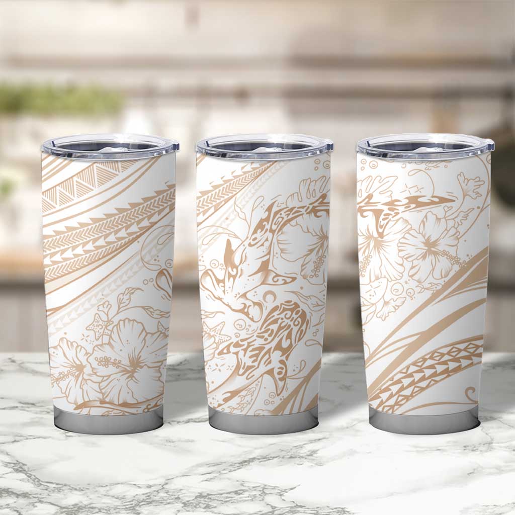 Sharks Couple Dreamy Polynesians Floral Sea Tumbler Cup Hazel - Polynesian Pride