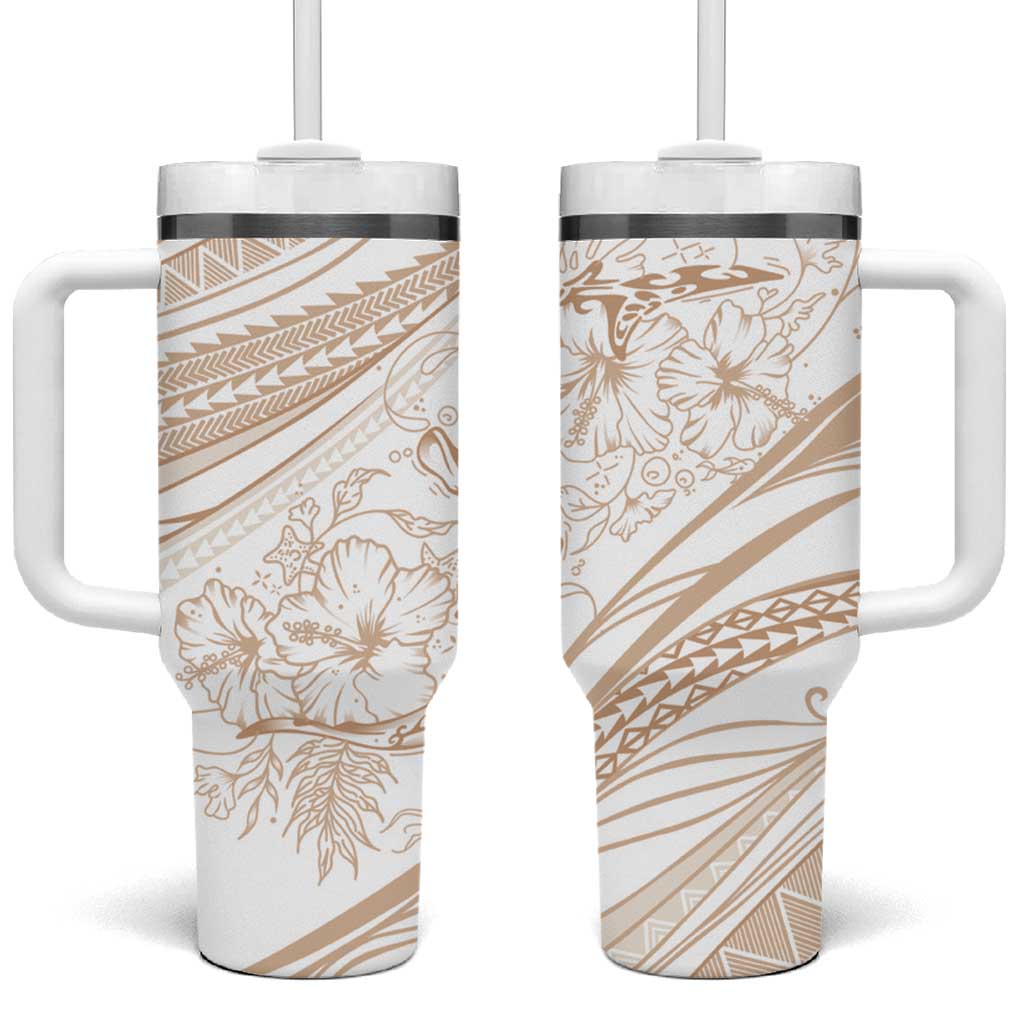 Sharks Couple Dreamy Polynesians Floral Sea Tumbler With Handle Hazel - Polynesian Pride
