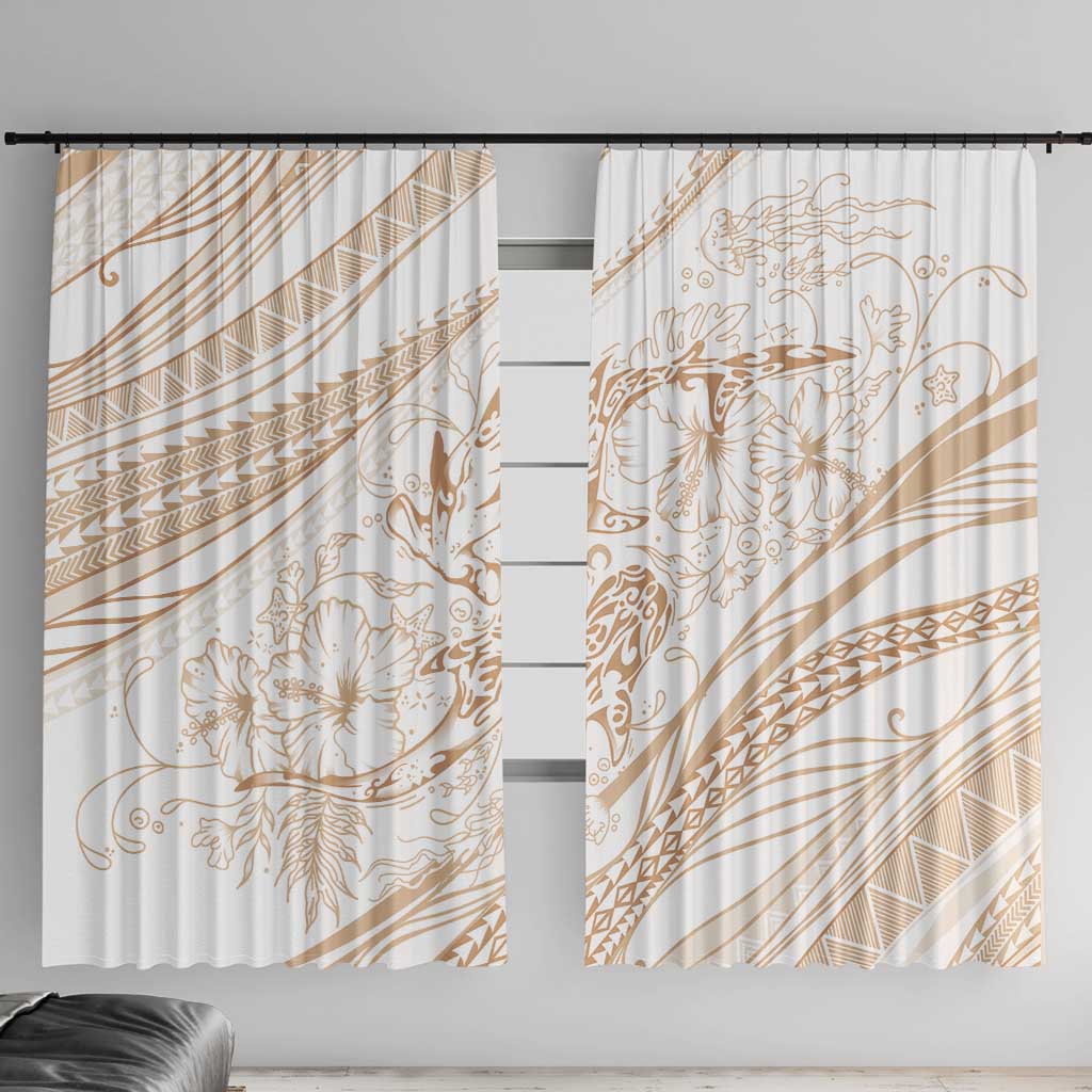 Sharks Couple Dreamy Polynesians Floral Sea Window Curtain Hazel - Polynesian Pride