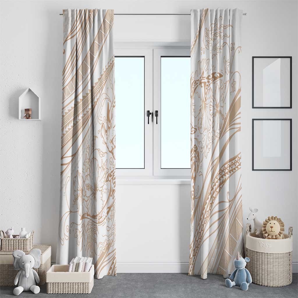 Sharks Couple Dreamy Polynesians Floral Sea Window Curtain Hazel - Polynesian Pride