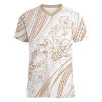 Sharks Couple Dreamy Polynesians Floral Sea Women V-Neck T-Shirt Hazel - Polynesian Pride